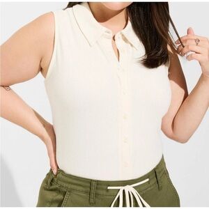 Torrid CreamSuper Soft  Rib Sleeveless Top